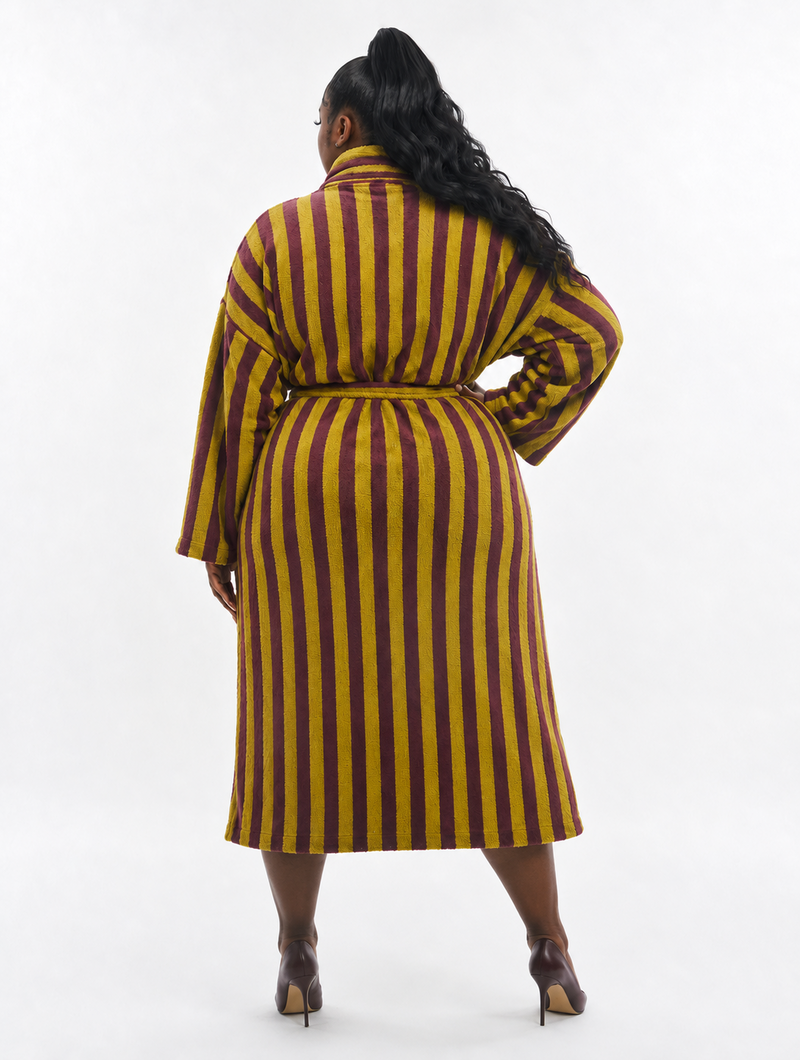 Retro Stripe Plush Robe