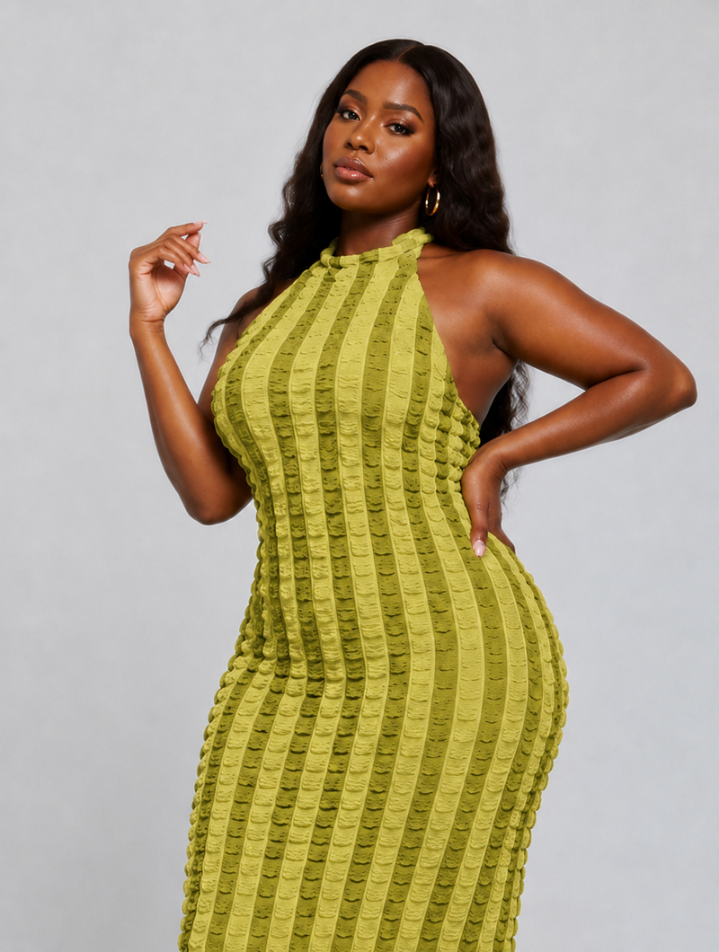 Textured Halter Maxi Dress