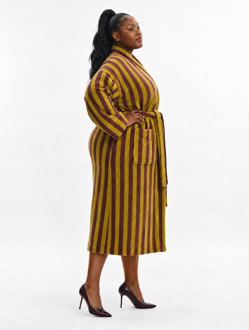 Retro Stripe Plush Robe