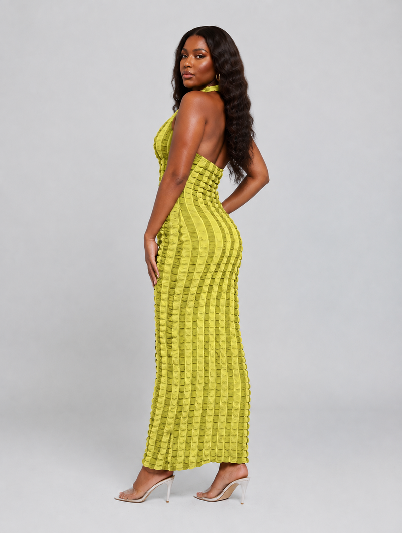 Textured Halter Maxi Dress