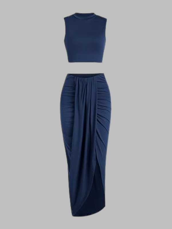 Ruffled Slit Skirt Set