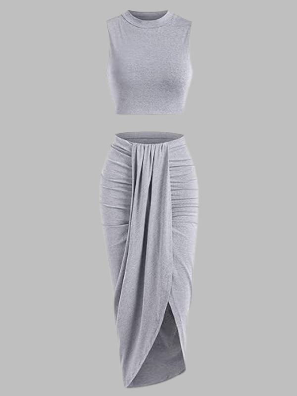 Ruffled Slit Skirt Set
