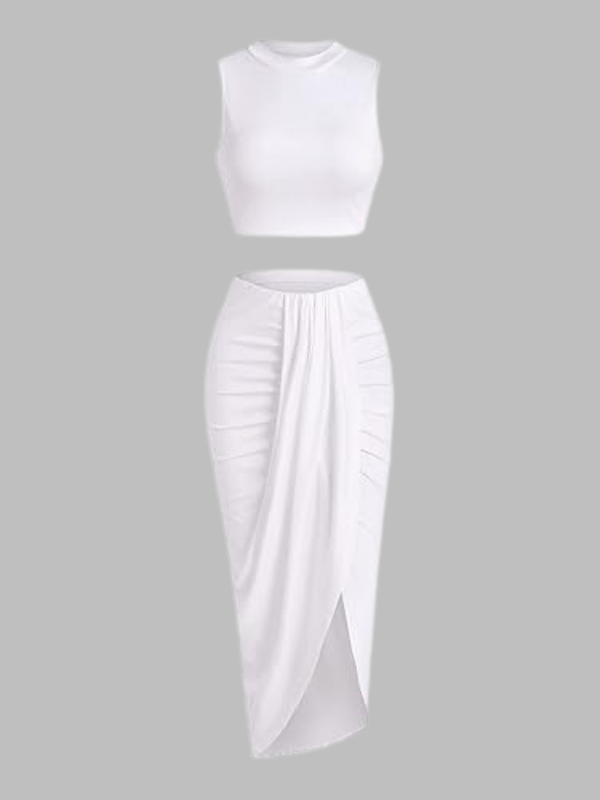 Ruffled Slit Skirt Set