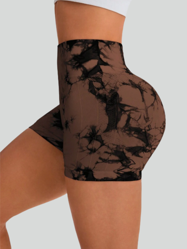 High waist tie-dye sports shorts