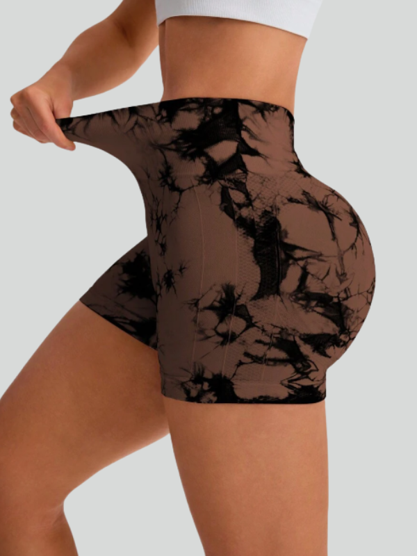 High waist tie-dye sports shorts