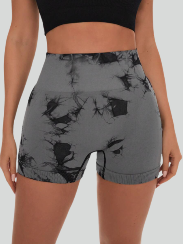 High waist tie-dye sports shorts