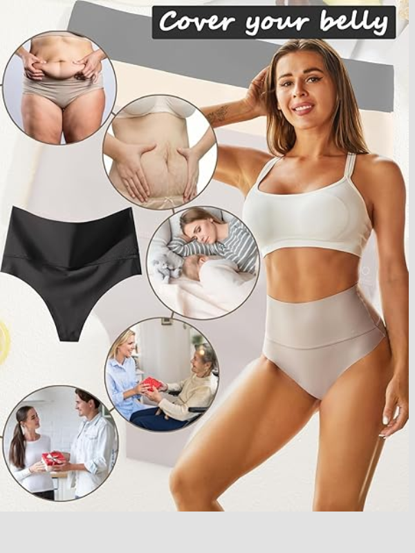 Women High Waist Tummy Shaping Invisible Underwear 5 Pack