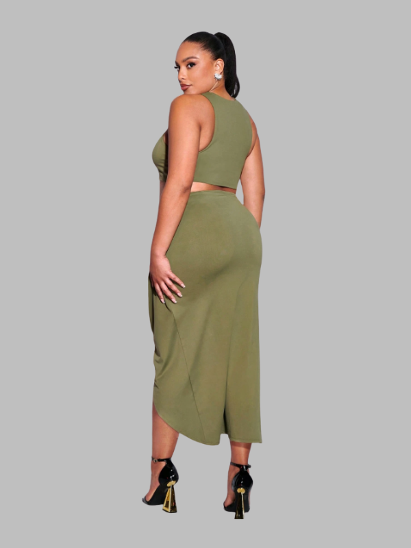 Ruffled Slit Skirt Set