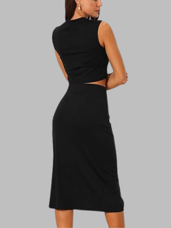 Ruffled Slit Skirt Set