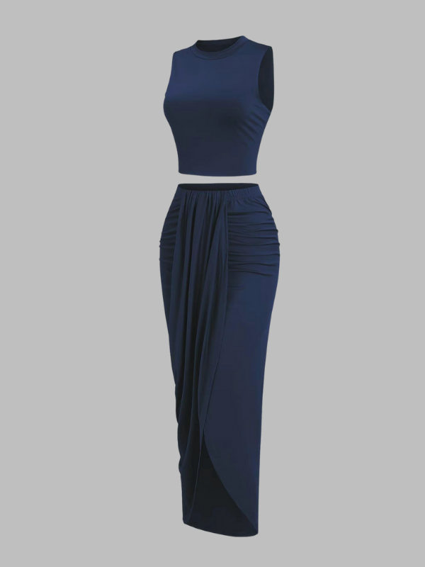 Ruffled Slit Skirt Set