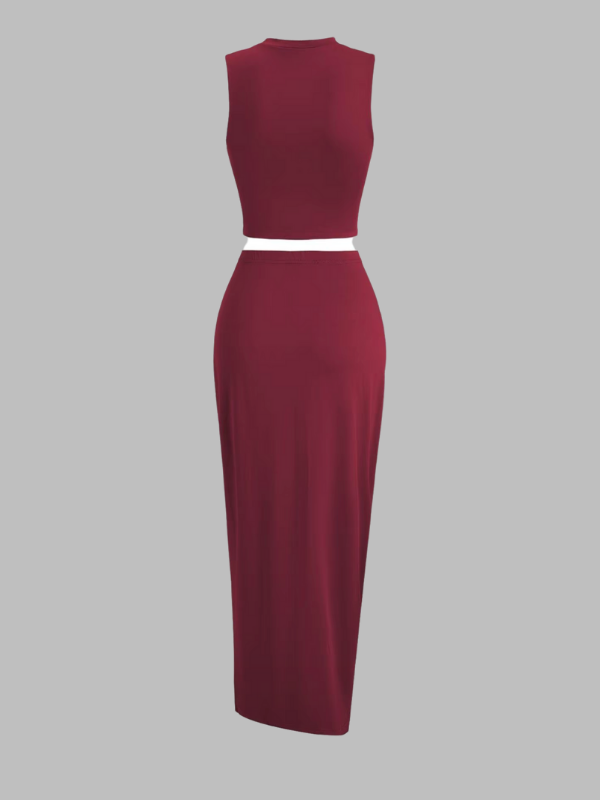 Ruffled Slit Skirt Set