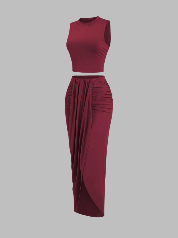 Ruffled Slit Skirt Set