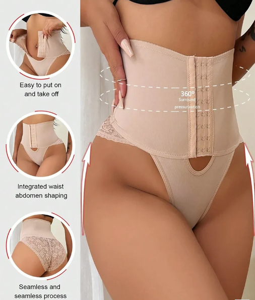 Lace Trim Front-Opening Sculpting Shapewear
