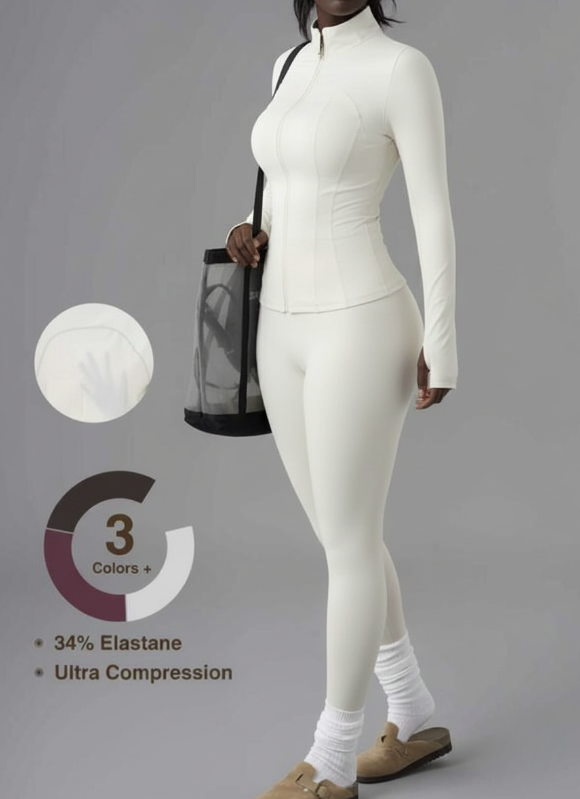 Women's Zip Up Jacket & Leggings Sport Set-(Black Friday)