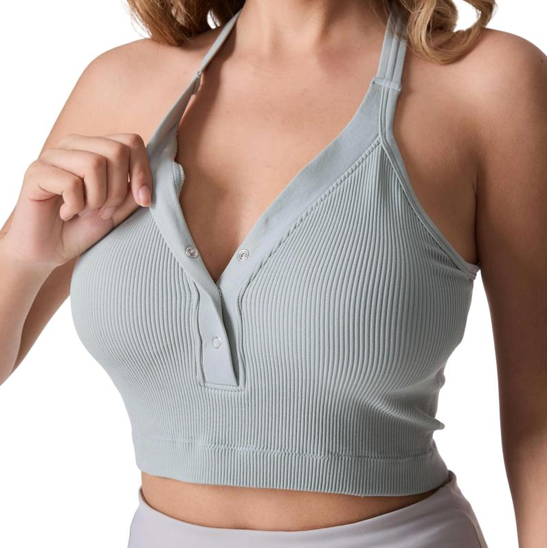Ribbed V-Neck Bralette Top Set