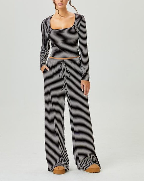 Slouchy Stripe Crop Top Set