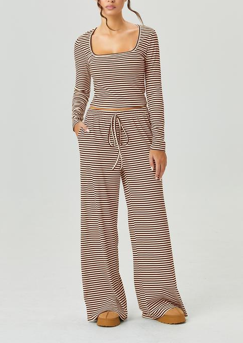 Slouchy Stripe Crop Top Set