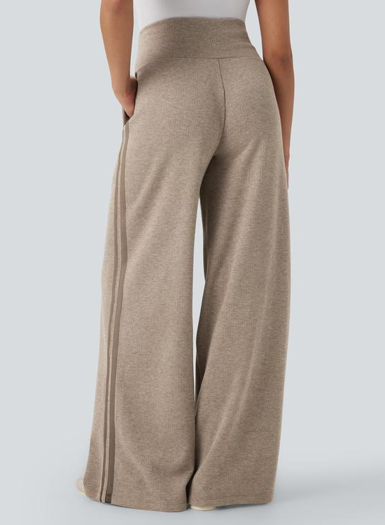 Tummy Control Ribbed Wide Leg Pants