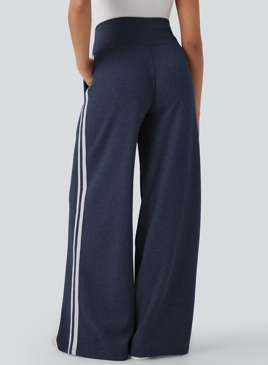 Tummy Control Ribbed Wide Leg Pants