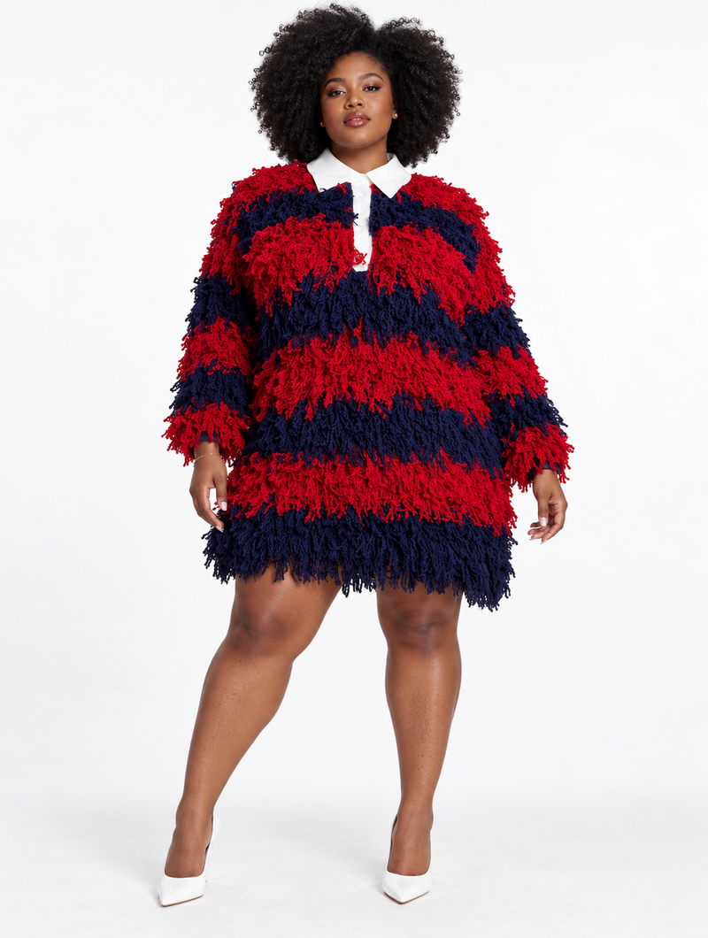 Shaggy Stripe Polo Dress