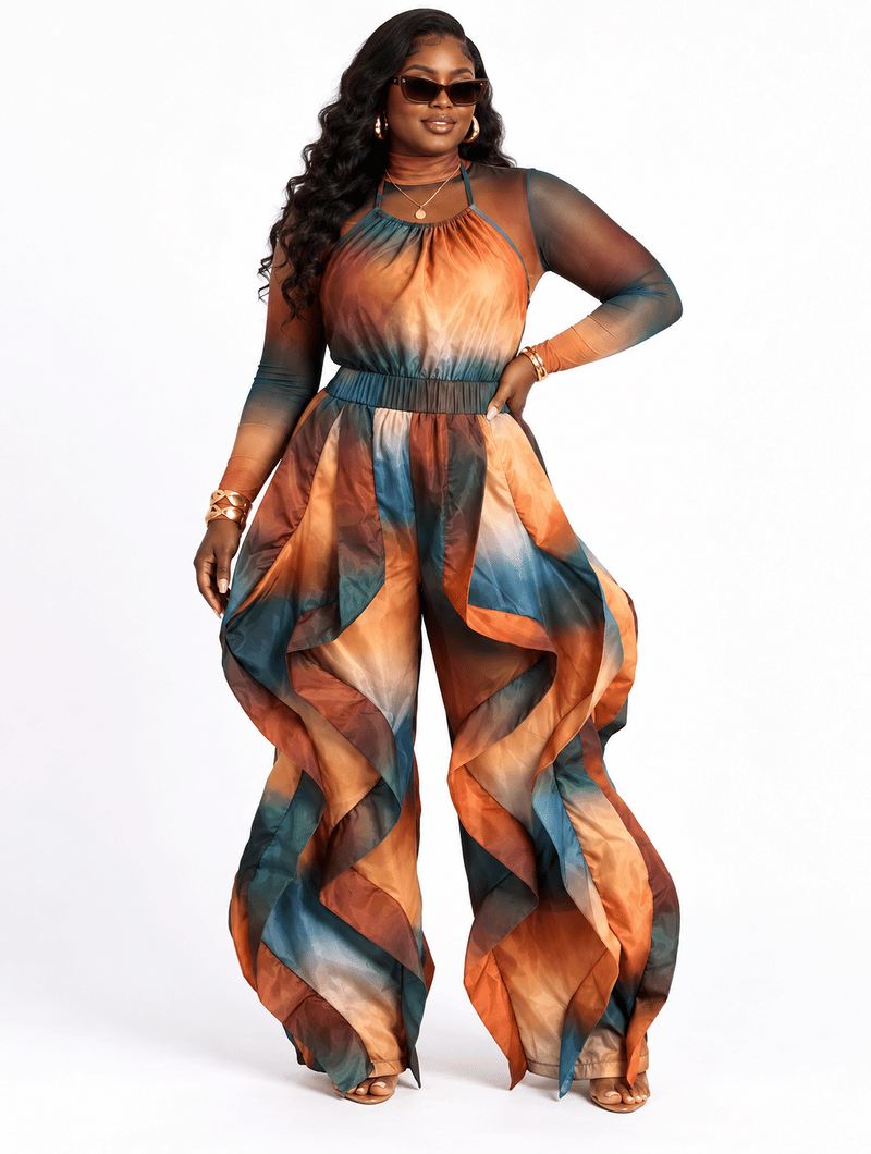 Ombre Wave Jumpsuit Set