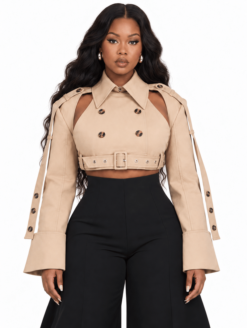 Cropped Cutout Trench Jacket