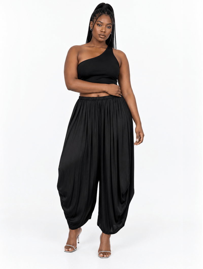 Satin Draped Balloon Pants