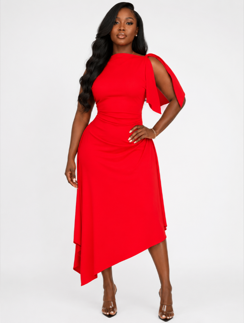 Scarlet Asymmetric Sculpt Dress