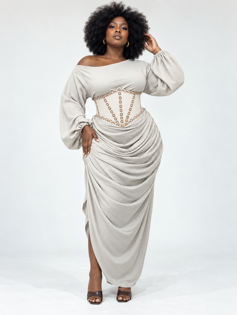 Draped Corset Maxi Dress (Pre-Order)