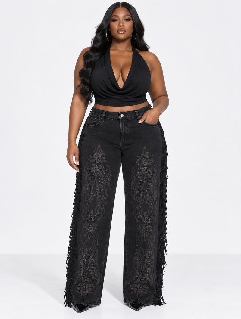 Western Stitch Fringe Jeans