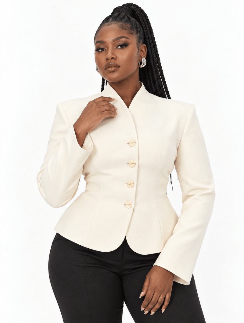 Stand Collar Hourglass Blazer