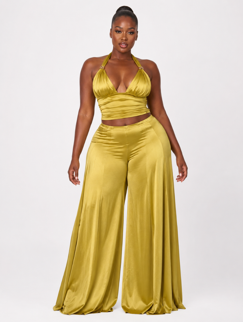 Gold Satin Palazzo Set