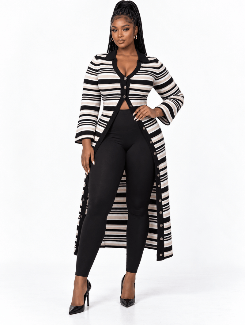 Striped Maxi Duster Cardigan