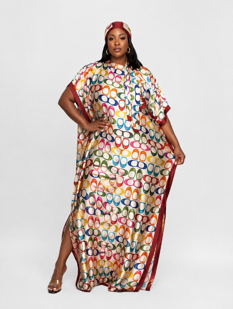 Rainbow Silk Kaftan Set