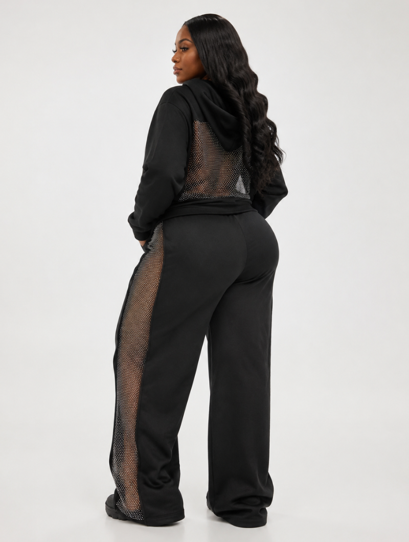 Sparkle Mesh Hoodie Set