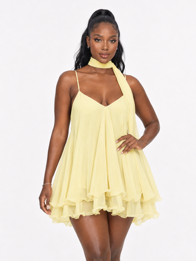 Sunshine Ruffle Scarf Dress