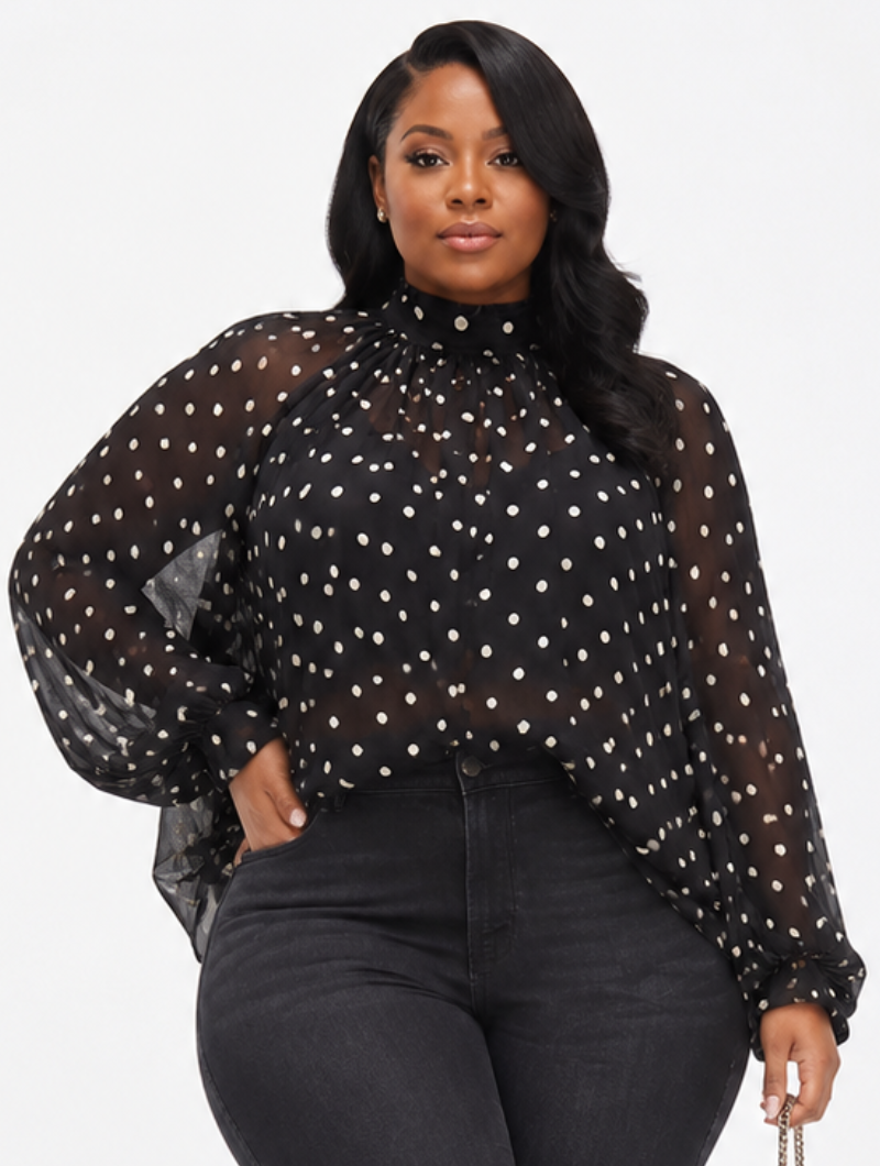 Polka Dot Chiffon Blouse