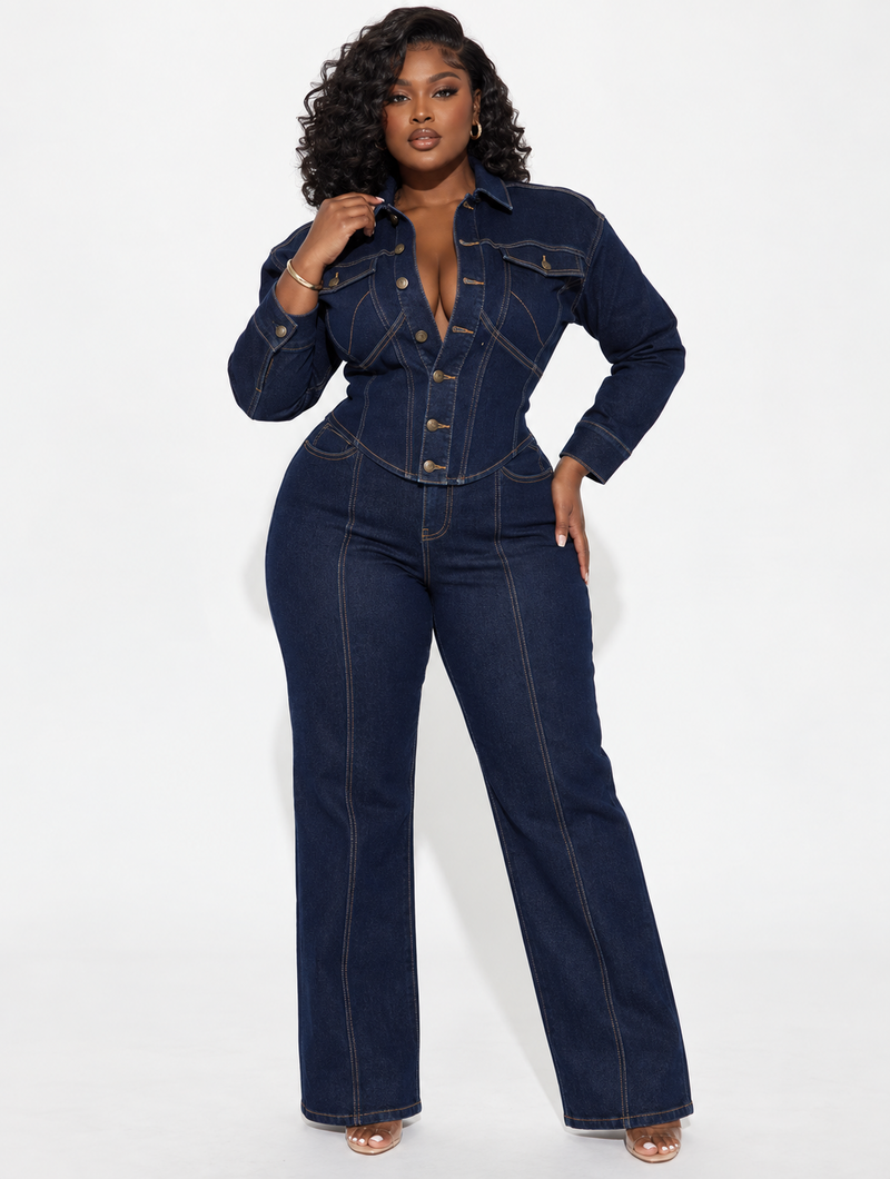 Cinched Corset Denim Set