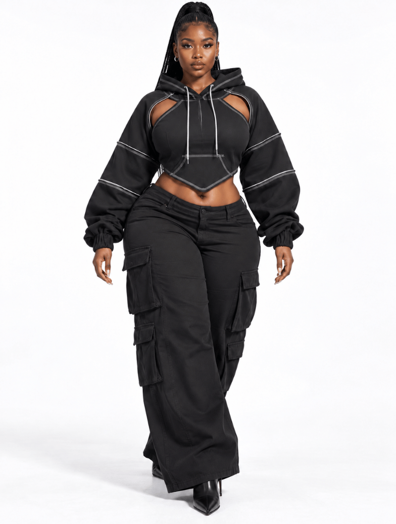 Cutout Tie-Back Hoodie