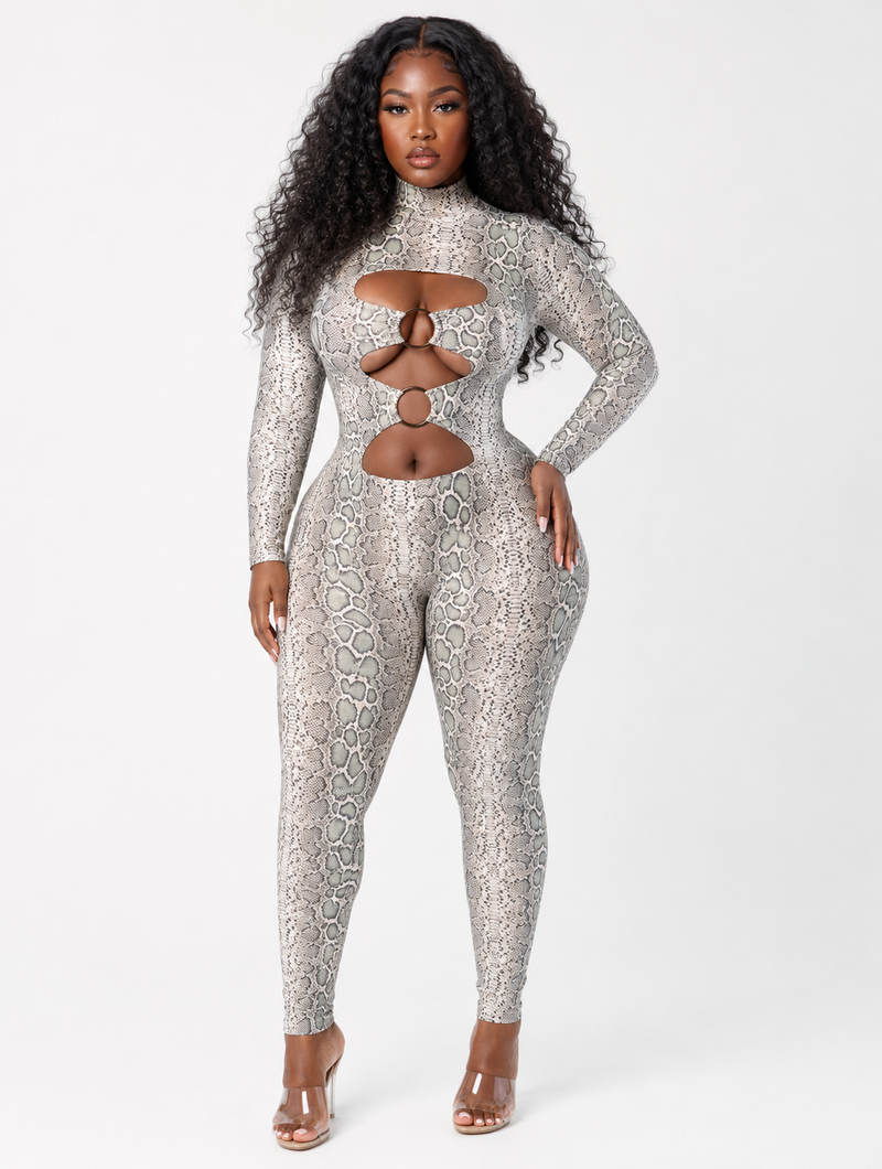 Snake Ring Cutout Jumpsuit