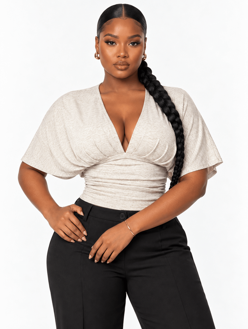Plunge Ruched Waist Top