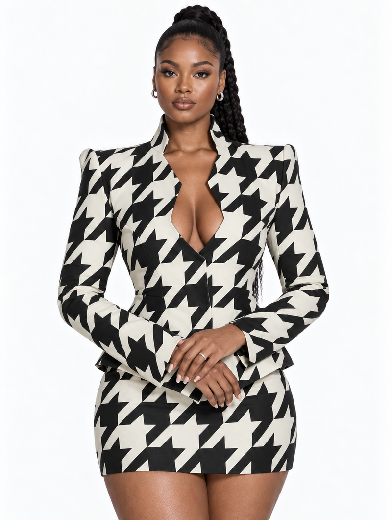 Modern Houndstooth Two-Piece