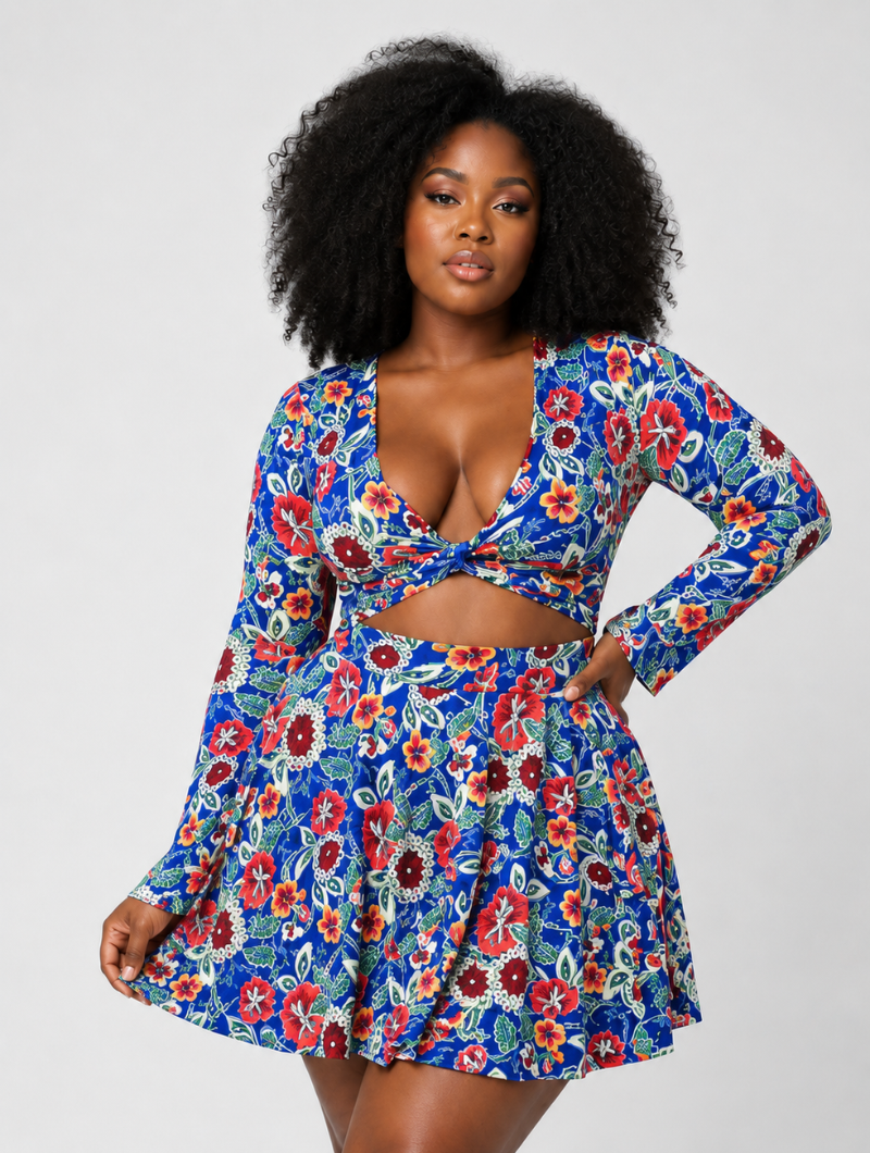 Floral Cutout Mini Dress