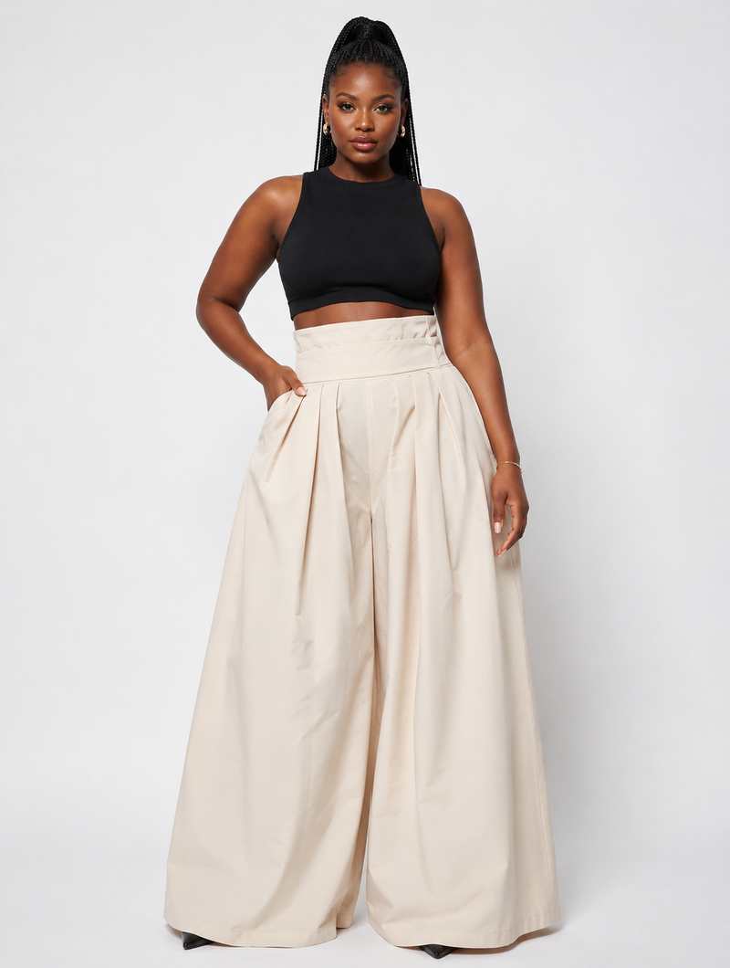 Cinched Drape Wide Pants