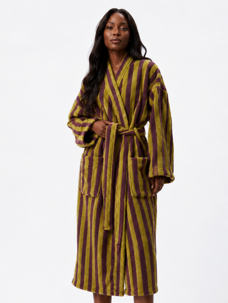 Retro Stripe Plush Robe