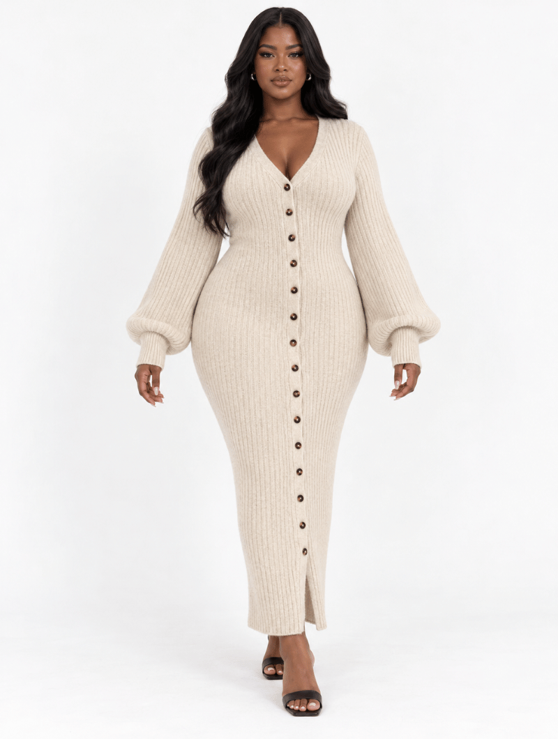 Ribbed Cardigan Maxi Dress