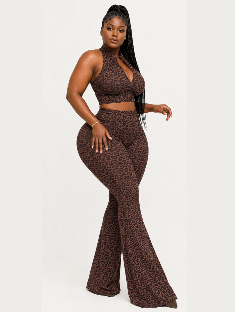 Mocha Leopard Flare Set