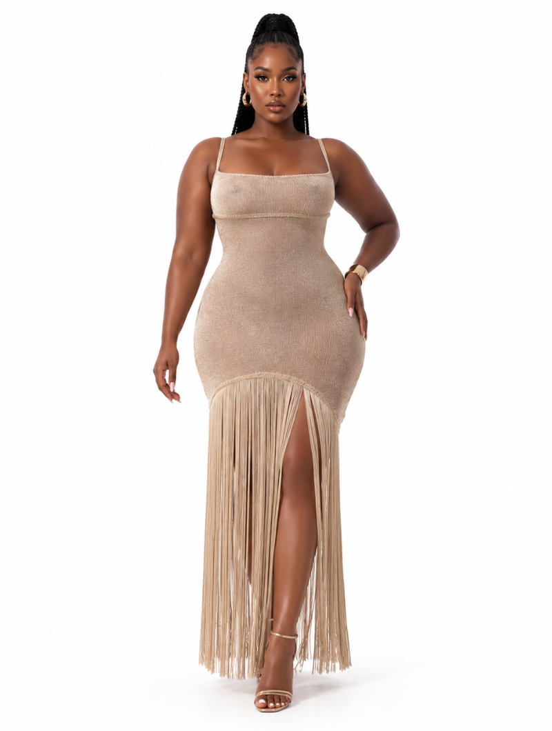 Gilded Fringe Maxi Dress