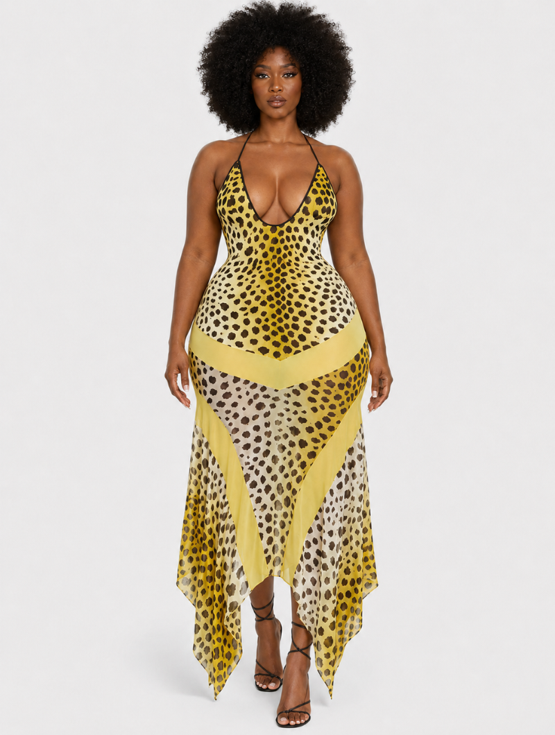 Wild Leopard Halter Dress