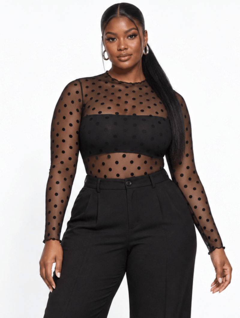 Polka Dot Mesh Top